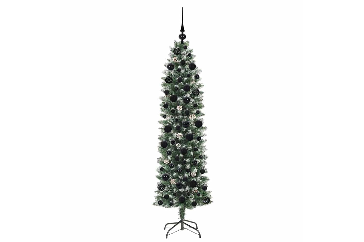 Vidaxl Artificial Slim Christmas Tree Green And White 180 Cm-4