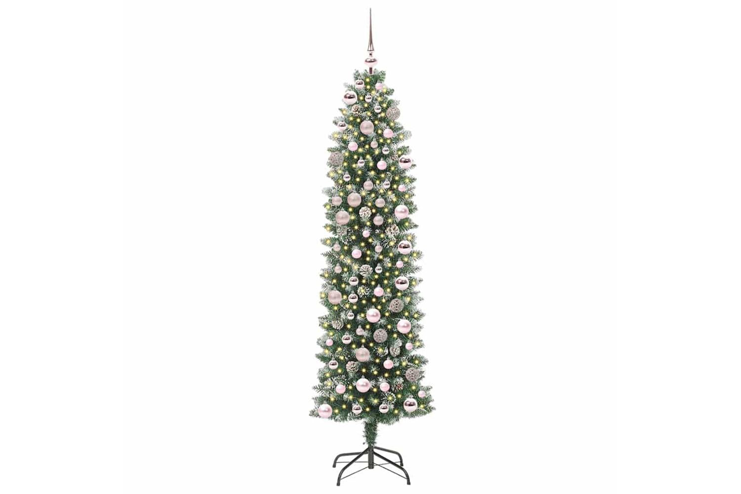 Vidaxl Artificial Slim Christmas Tree Green And White 180 Cm-2