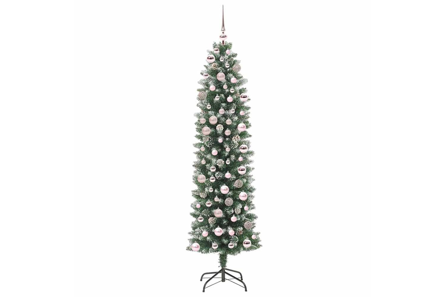 Vidaxl Artificial Slim Christmas Tree Green And White 180 Cm-3