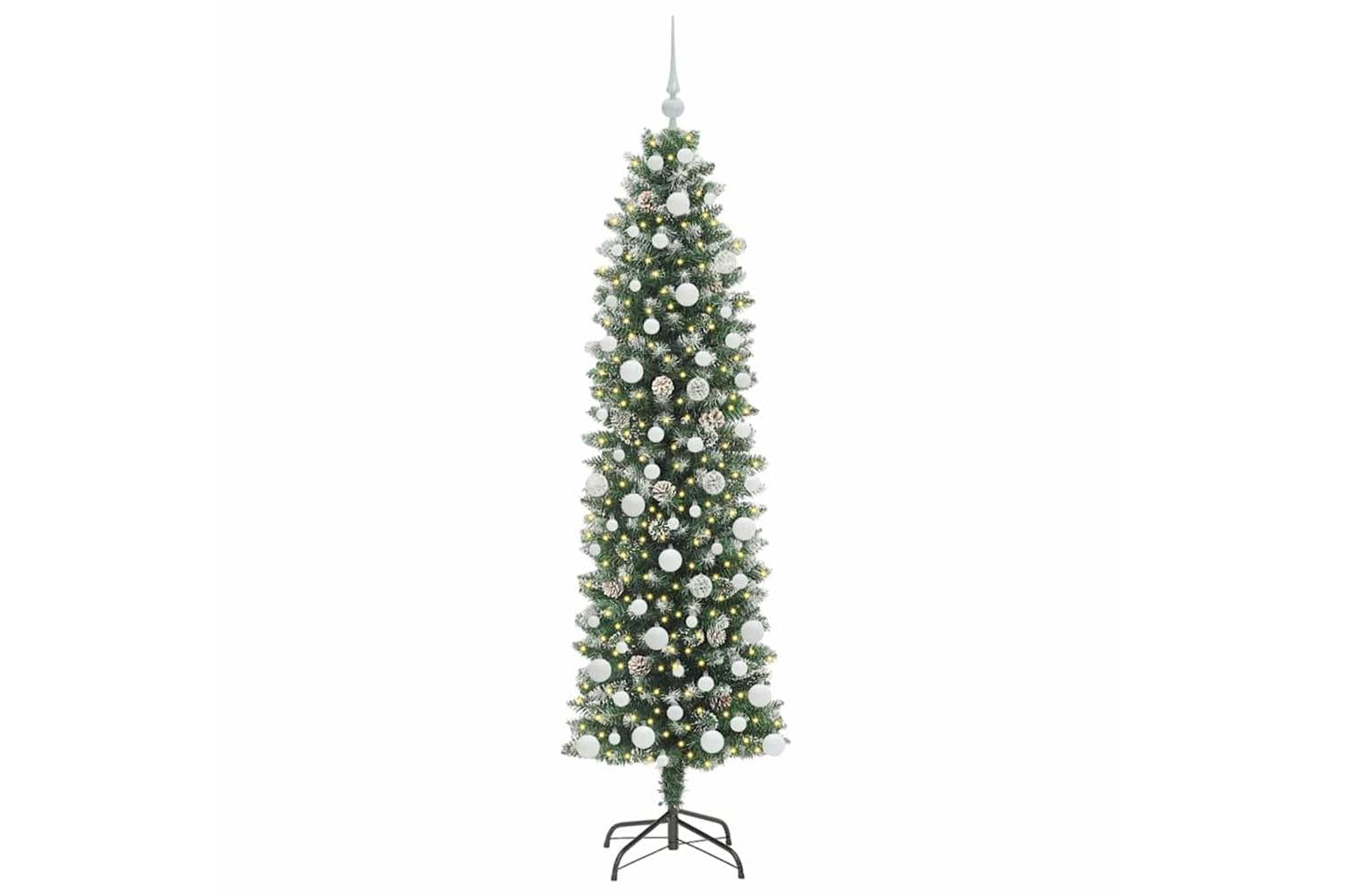 Vidaxl Artificial Slim Christmas Tree Green And White 180 Cm-3