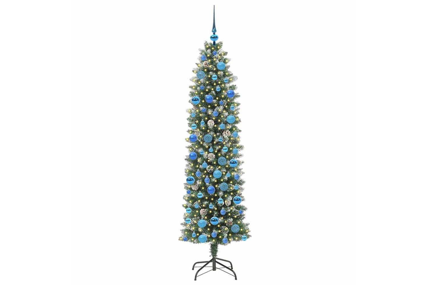 Vidaxl Artificial Slim Christmas Tree Green And White 180 Cm-3