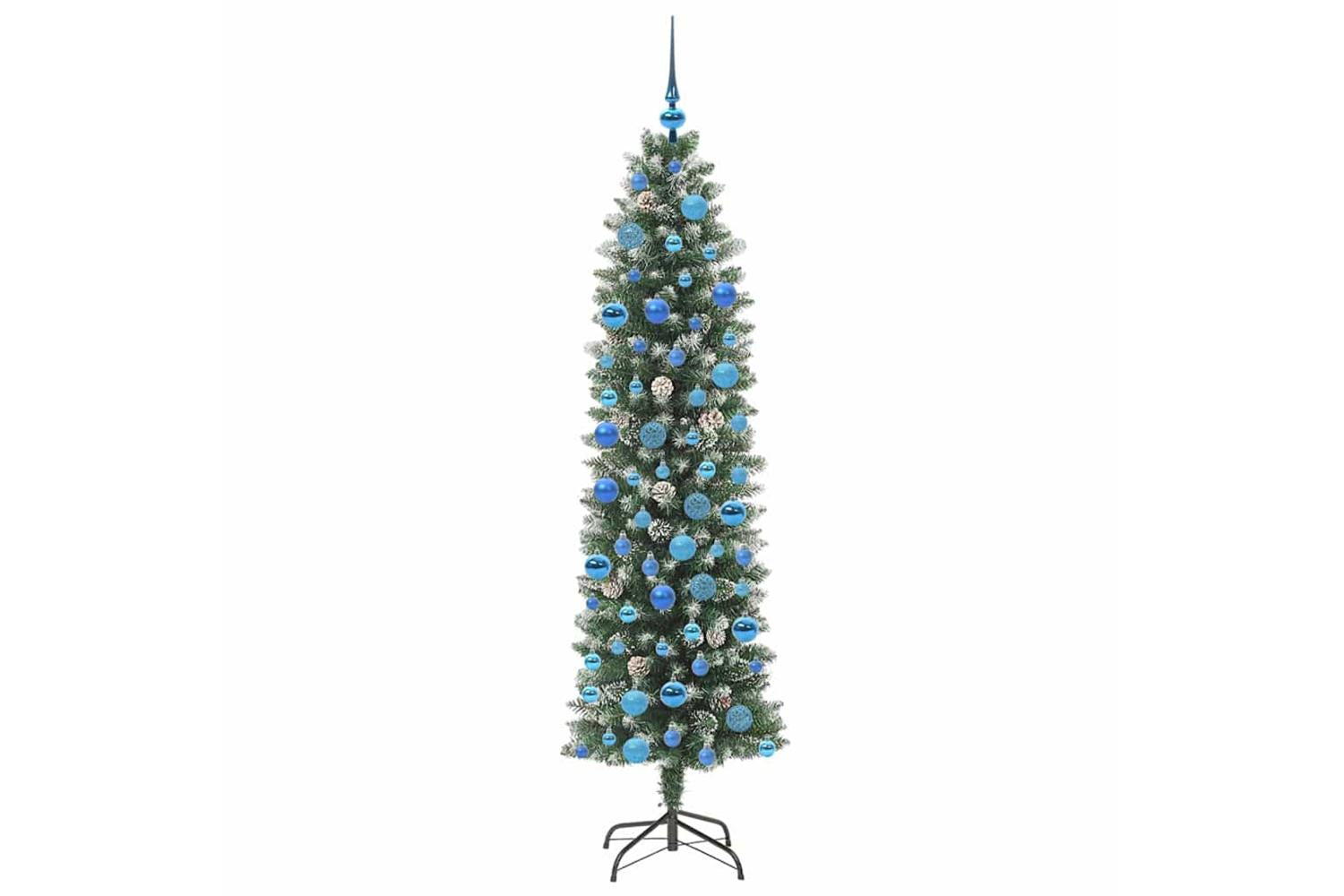 Vidaxl Artificial Slim Christmas Tree Green And White 180 Cm-4