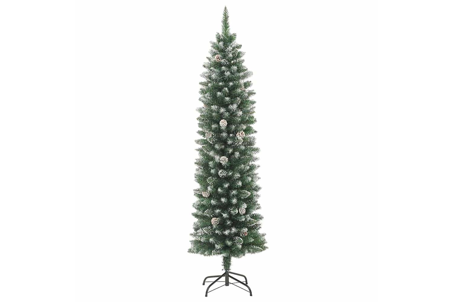 Vidaxl Artificial Slim Christmas Tree Green And White 180 Cm-5