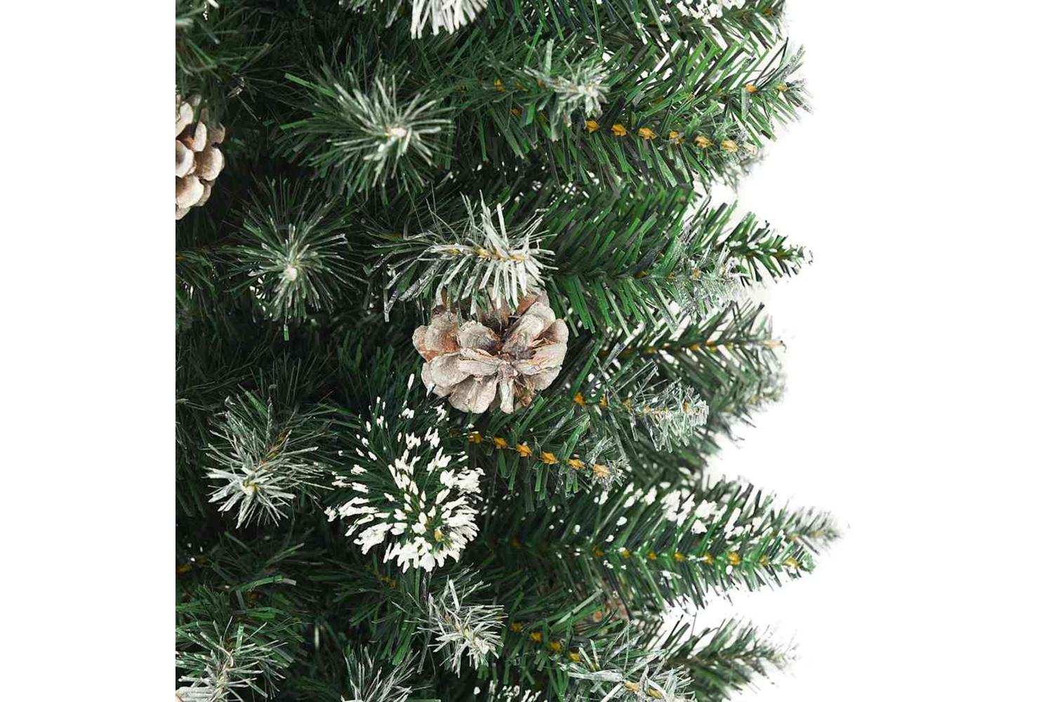 Vidaxl Artificial Slim Christmas Tree Green And White 180 Cm-10