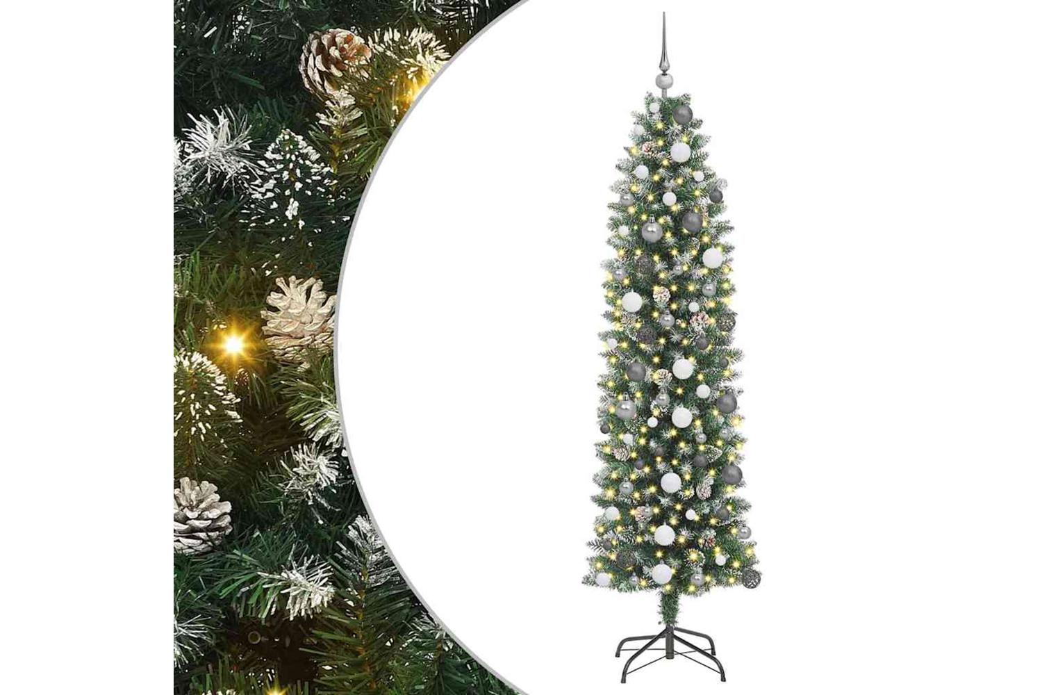 Vidaxl Artificial Slim Christmas Tree With 300 Leds Green 210 Cm-2