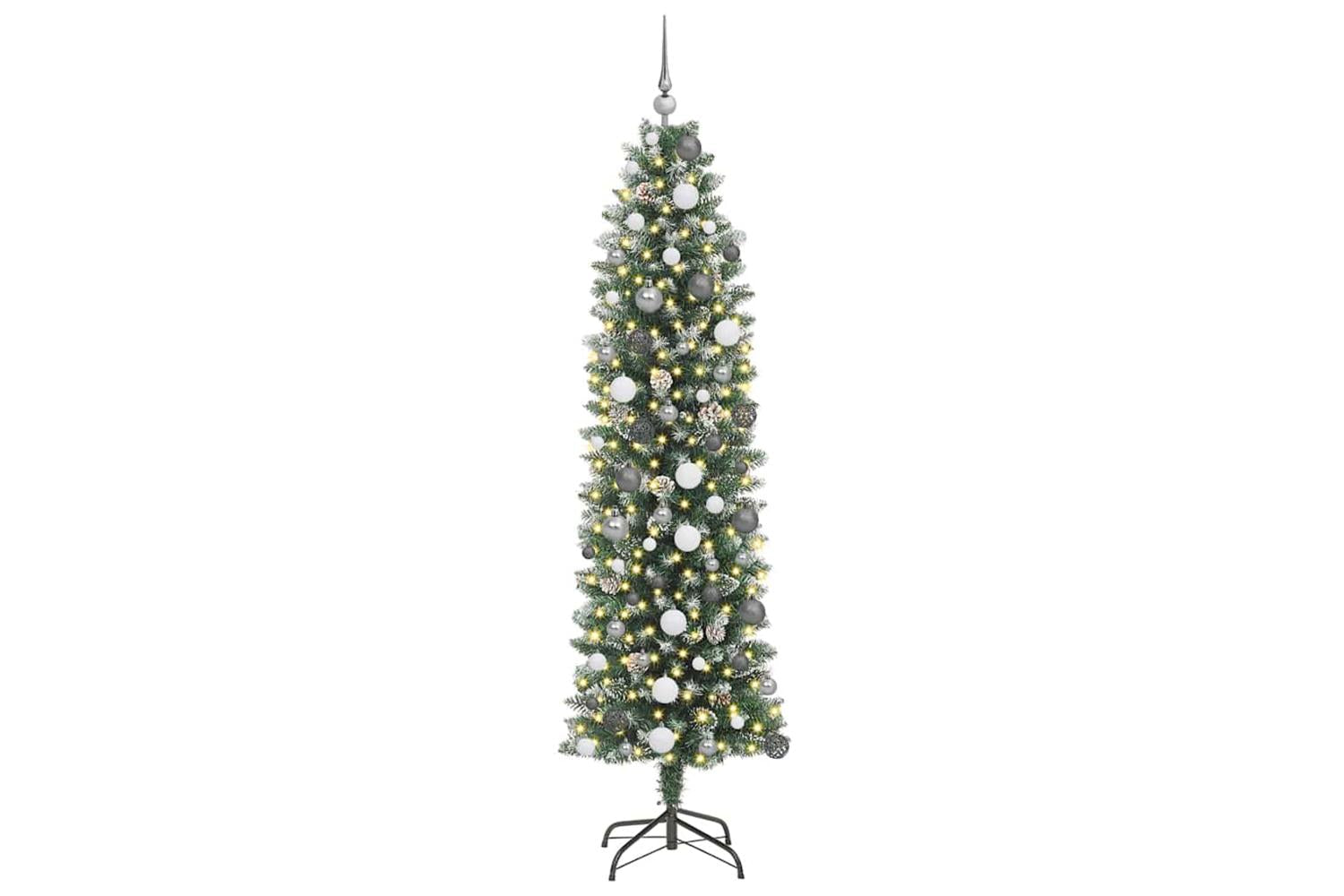 Vidaxl Artificial Slim Christmas Tree With 300 Leds Green 210 Cm-3