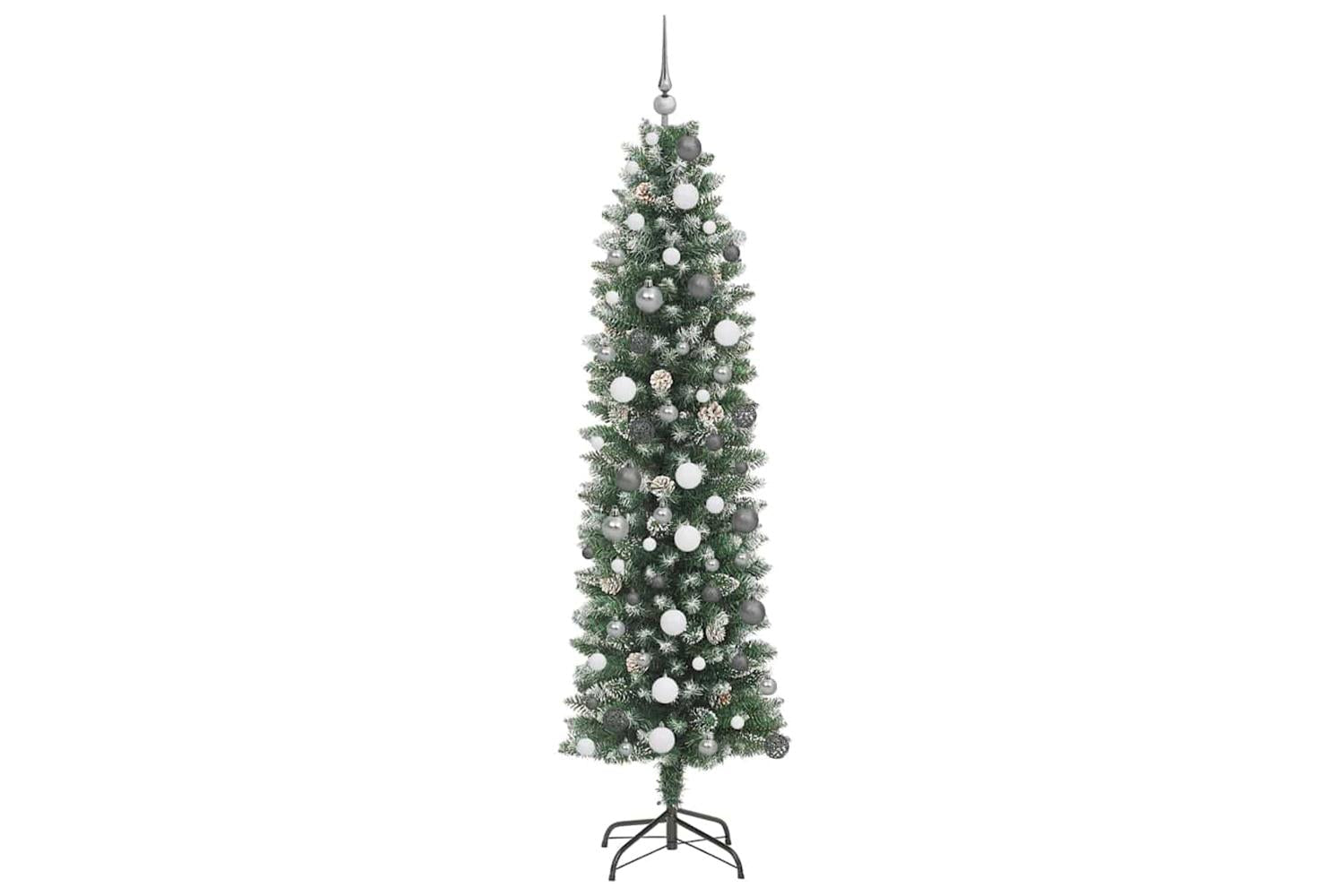 Vidaxl Artificial Slim Christmas Tree With 300 Leds Green 210 Cm-4