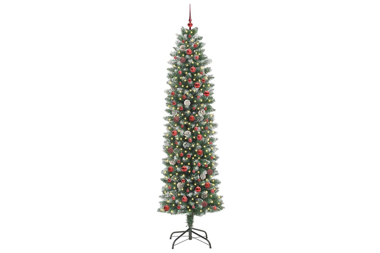 Vidaxl Artificial Slim Christmas Tree Green And White 240 Cm-3