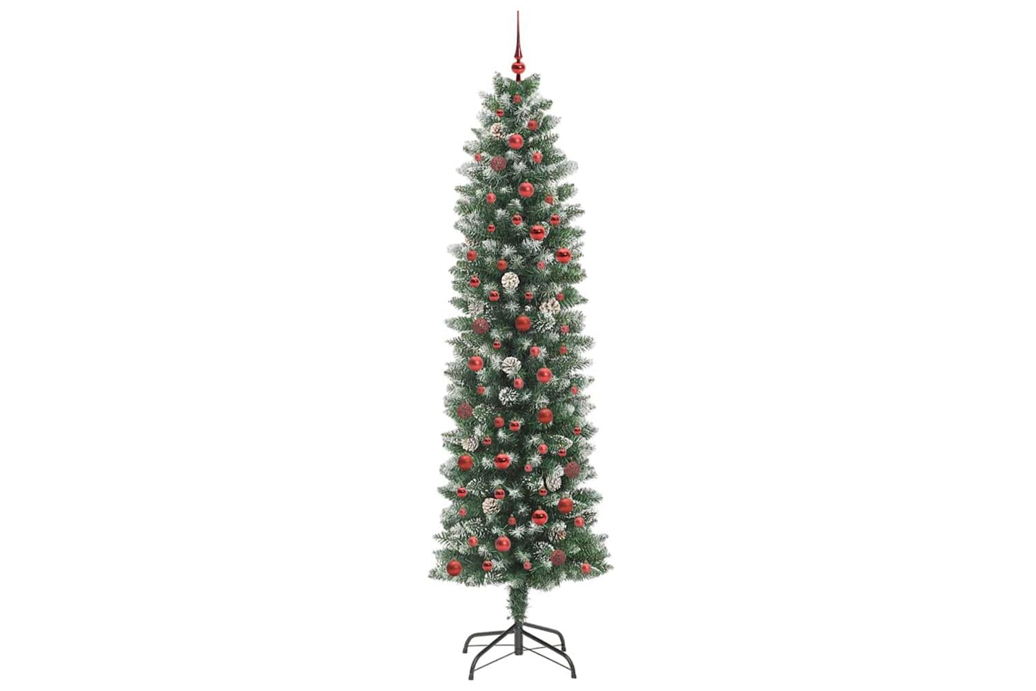 Vidaxl Artificial Slim Christmas Tree Green And White 240 Cm-4