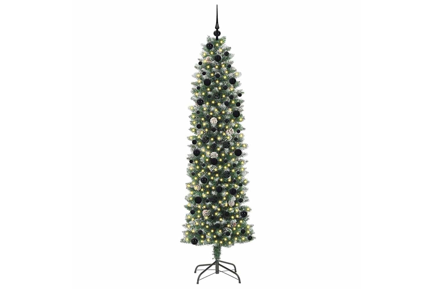Vidaxl Artificial Slim Christmas Tree Green And White 240 Cm-3
