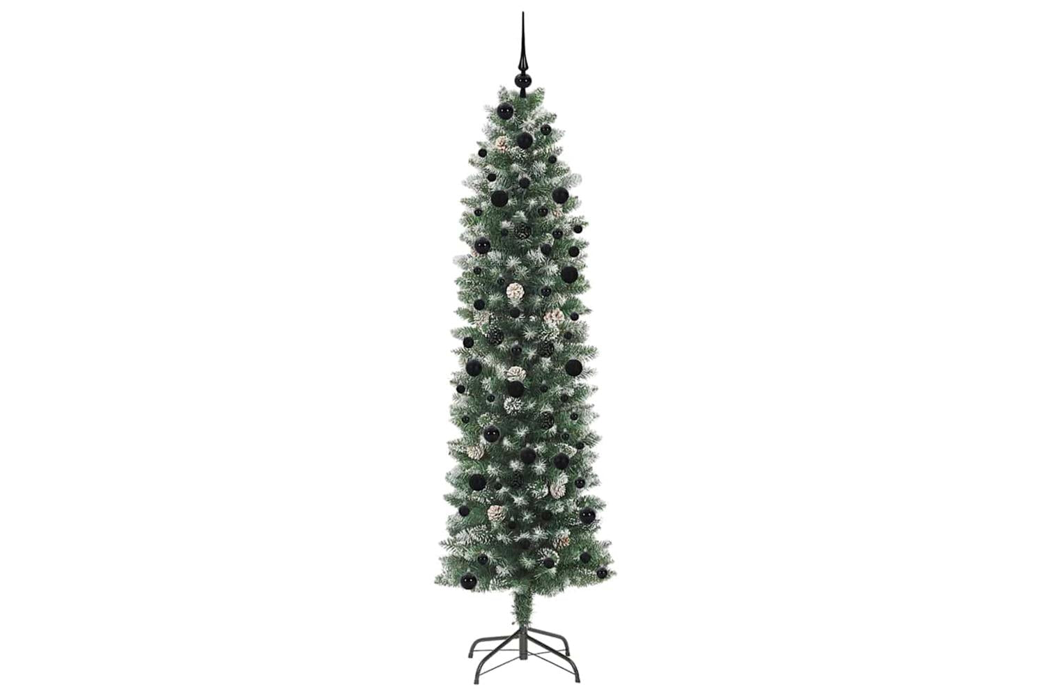 Vidaxl Artificial Slim Christmas Tree Green And White 240 Cm-4