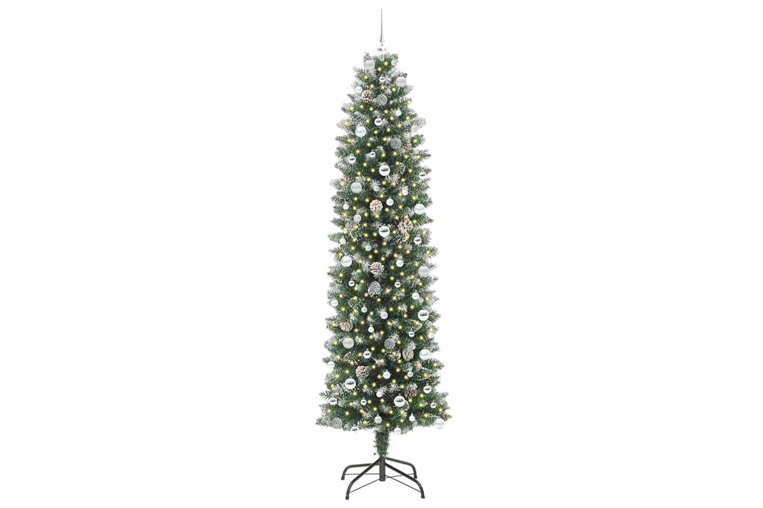 Vidaxl Artificial Slim Christmas Tree Green And White 240 Cm-3
