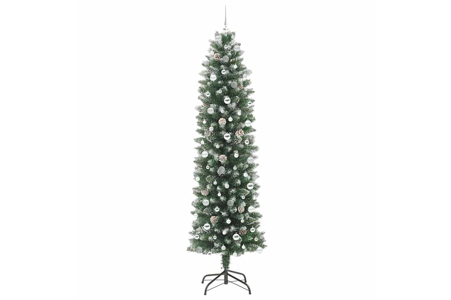 Vidaxl Artificial Slim Christmas Tree Green And White 240 Cm-4