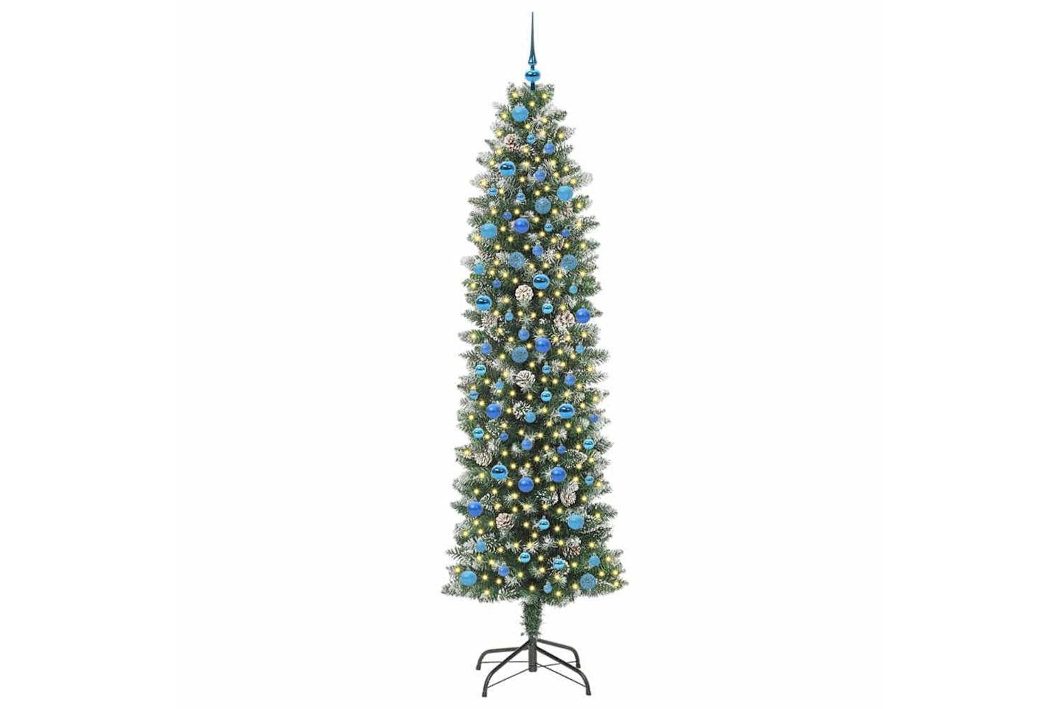 Vidaxl Artificial Slim Christmas Tree Green And White 240 Cm-2