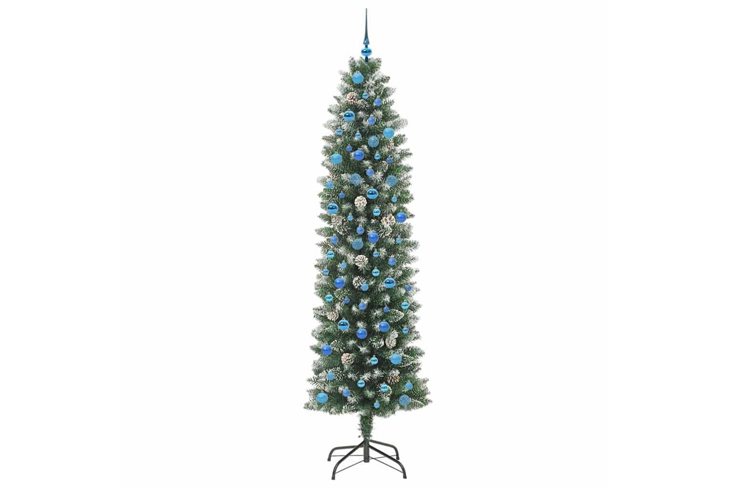 Vidaxl Artificial Slim Christmas Tree Green And White 240 Cm-3