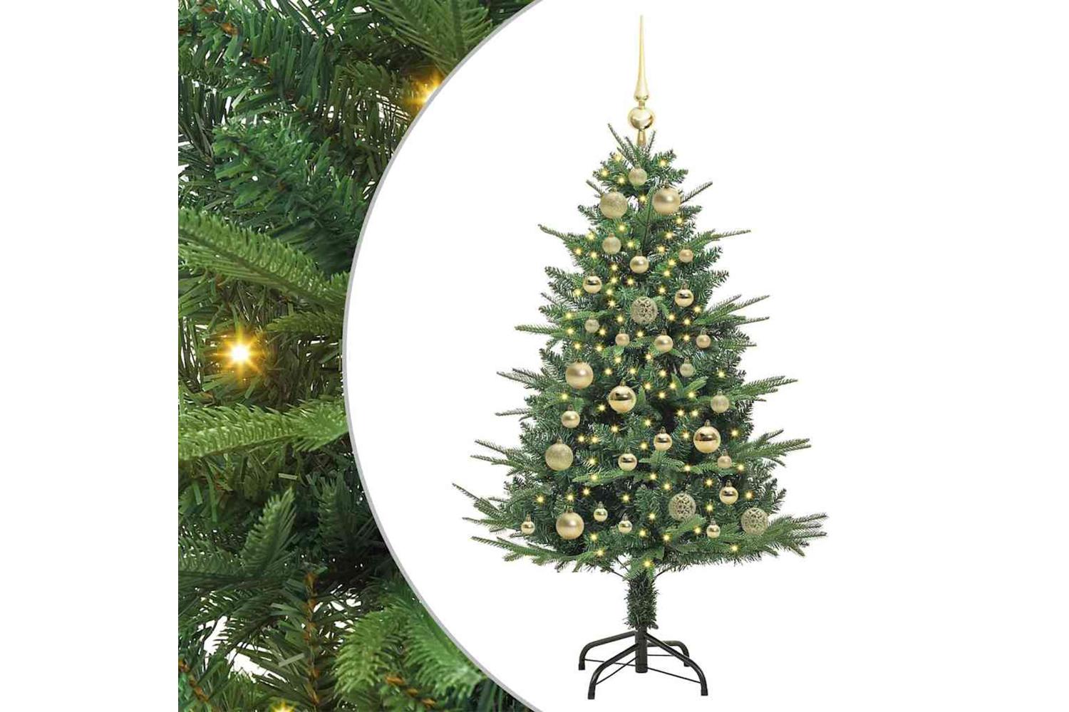 Vidaxl Artificial Pre-lit Christmas Tree With Ball Set Green 120 Cm-2