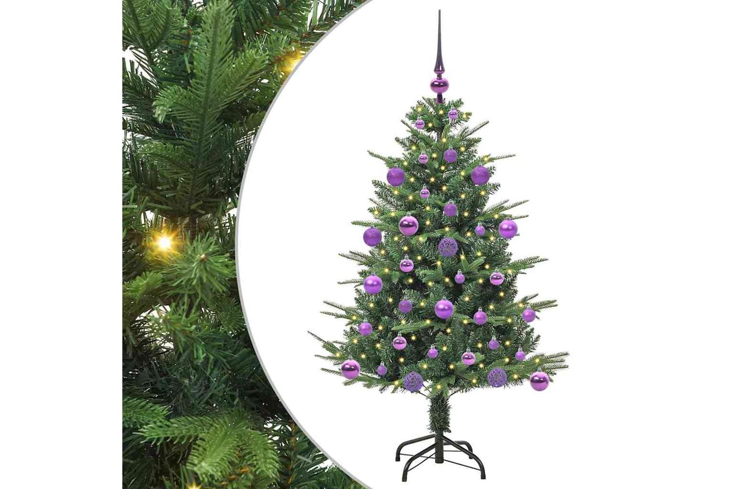 Vidaxl Artificial Pre-lit Christmas Tree With Ball Set Green 120 Cm-2
