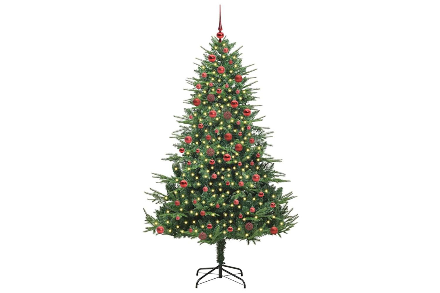 Vidaxl Artificial Pre-lit Christmas Tree With Ball Set Green 180 Cm-2