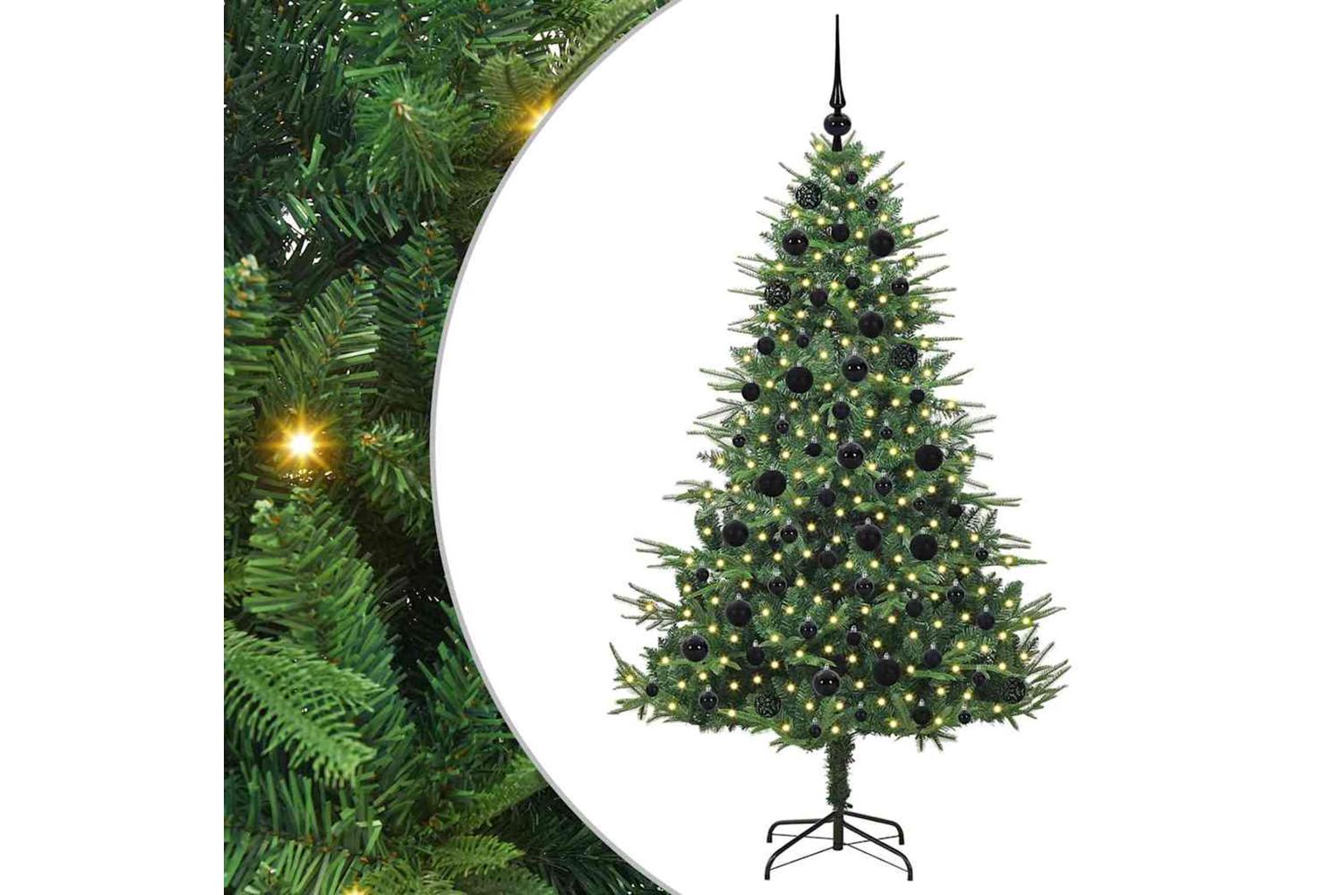Vidaxl Artificial Pre-lit Christmas Tree With Ball Set Green 180 Cm-2