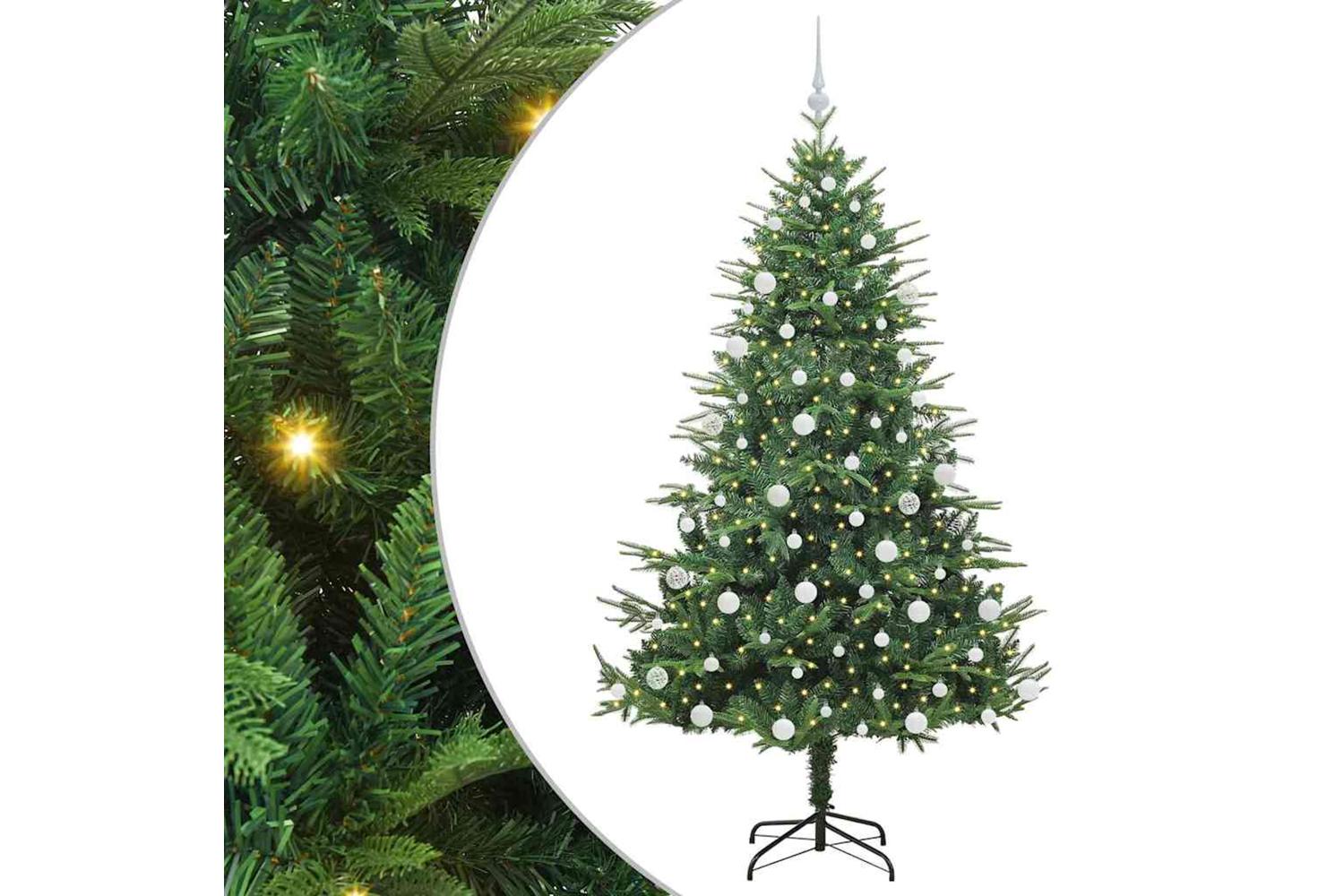 Vidaxl Artificial Pre-lit Christmas Tree With Ball Set Green 180 Cm-2