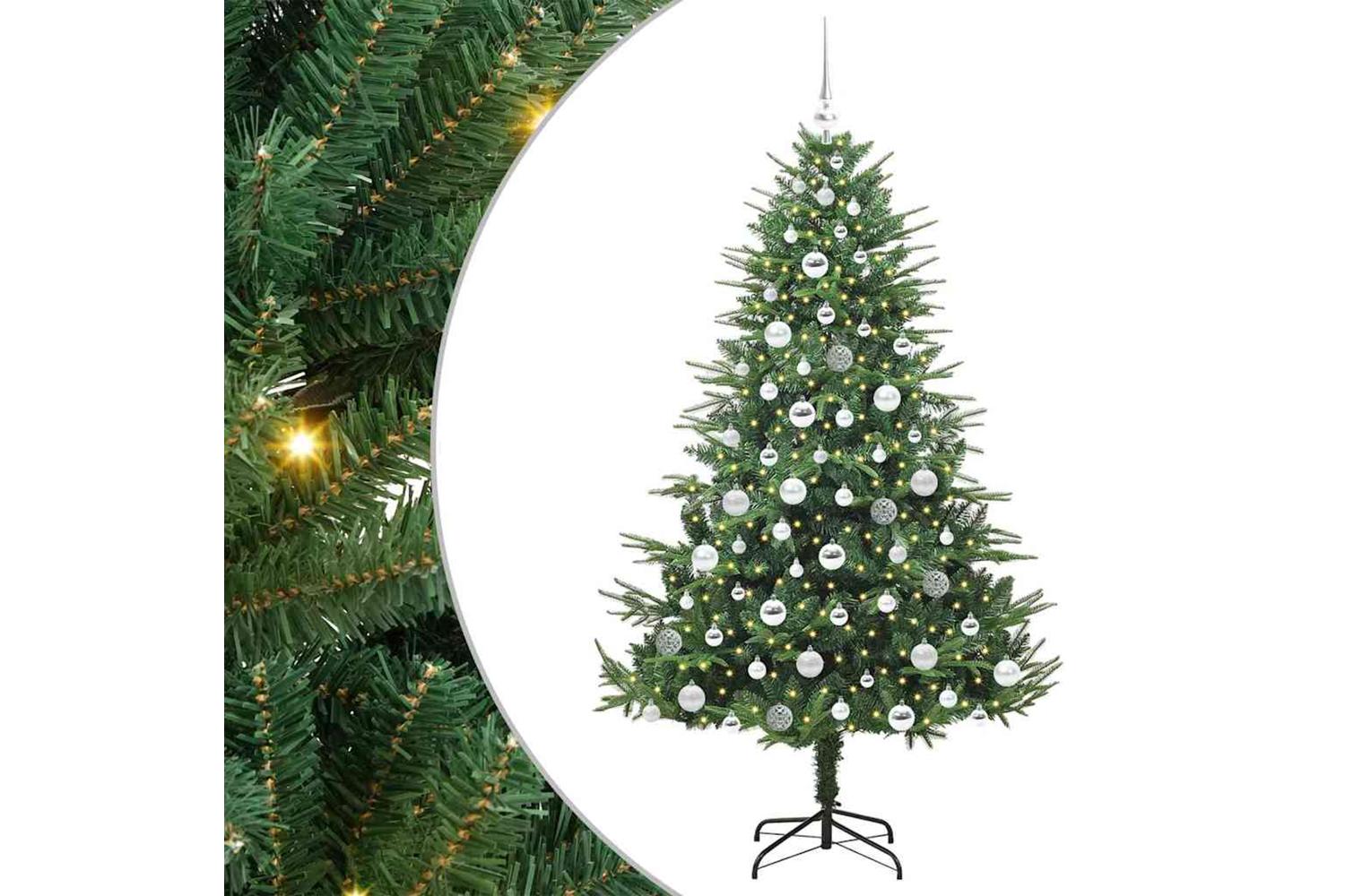 Vidaxl Artificial Pre-lit Christmas Tree With Ball Set Green 180 Cm-2