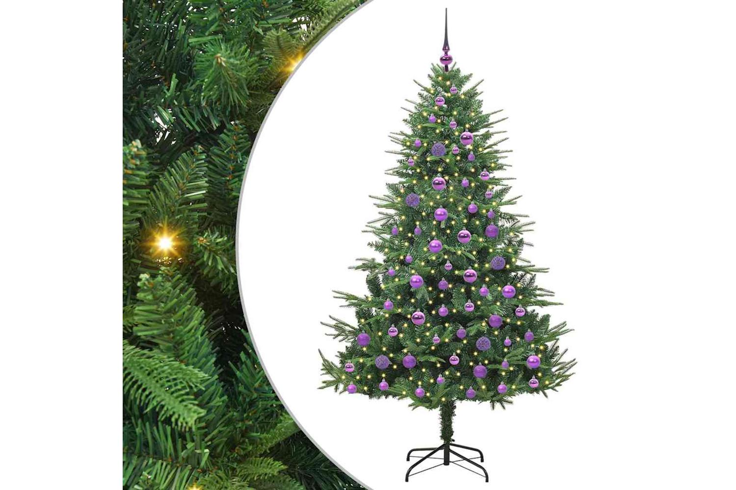 Vidaxl Artificial Pre-lit Christmas Tree With Ball Set Green 180 Cm-2