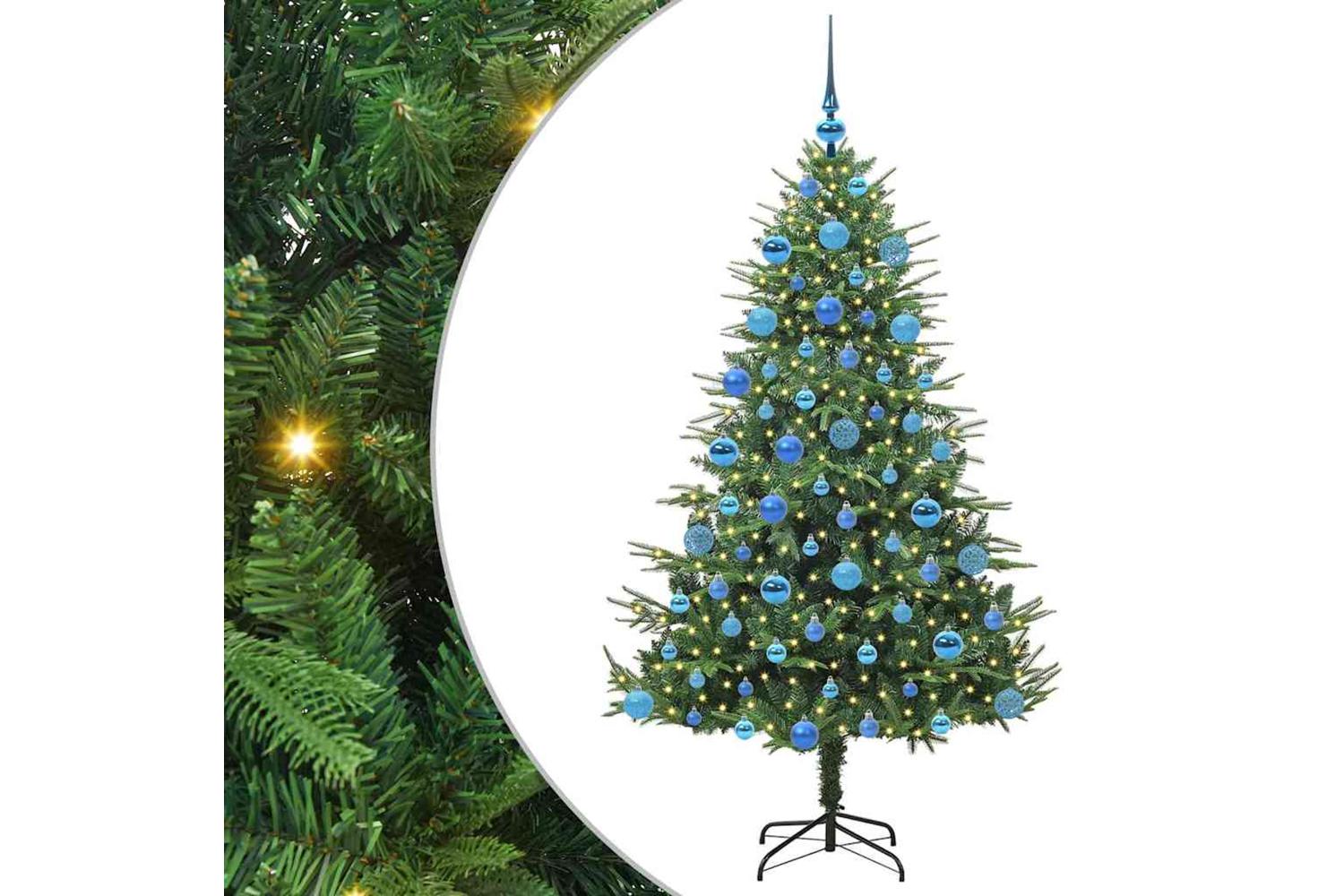 Vidaxl Artificial Pre-lit Christmas Tree With Ball Set Green 180 Cm-2