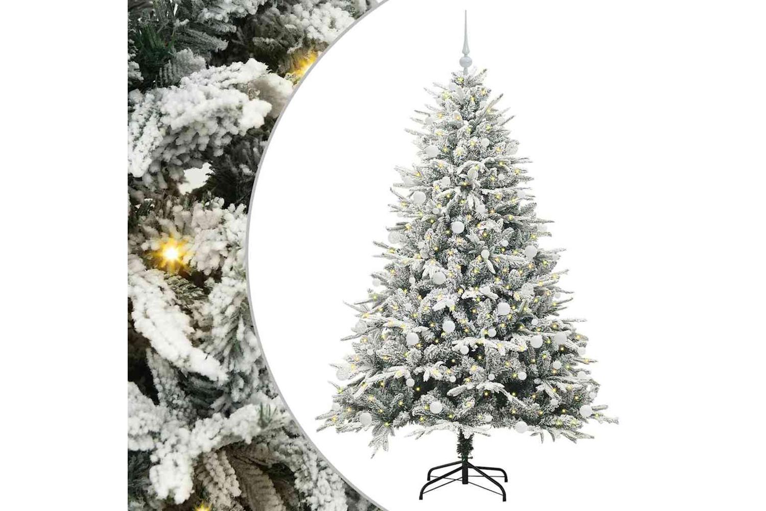 Vidaxl Artificial Pre-lit Christmas Tree With Ball Set Green 180 Cm-2