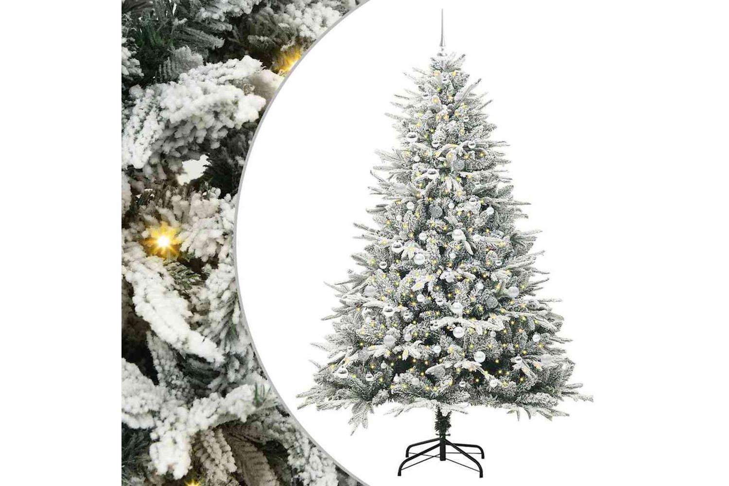 Vidaxl Artificial Pre-lit Christmas Tree With Ball Set Green 210 Cm-4