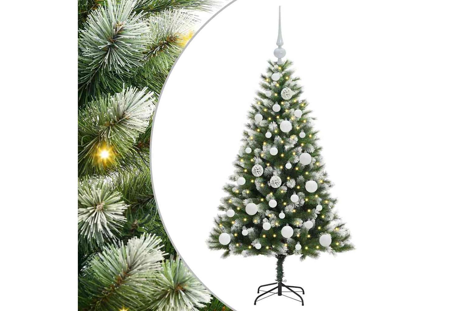 Vidaxl Artificial Hinged Christmas Tree With Flocked Snow 120 Cm