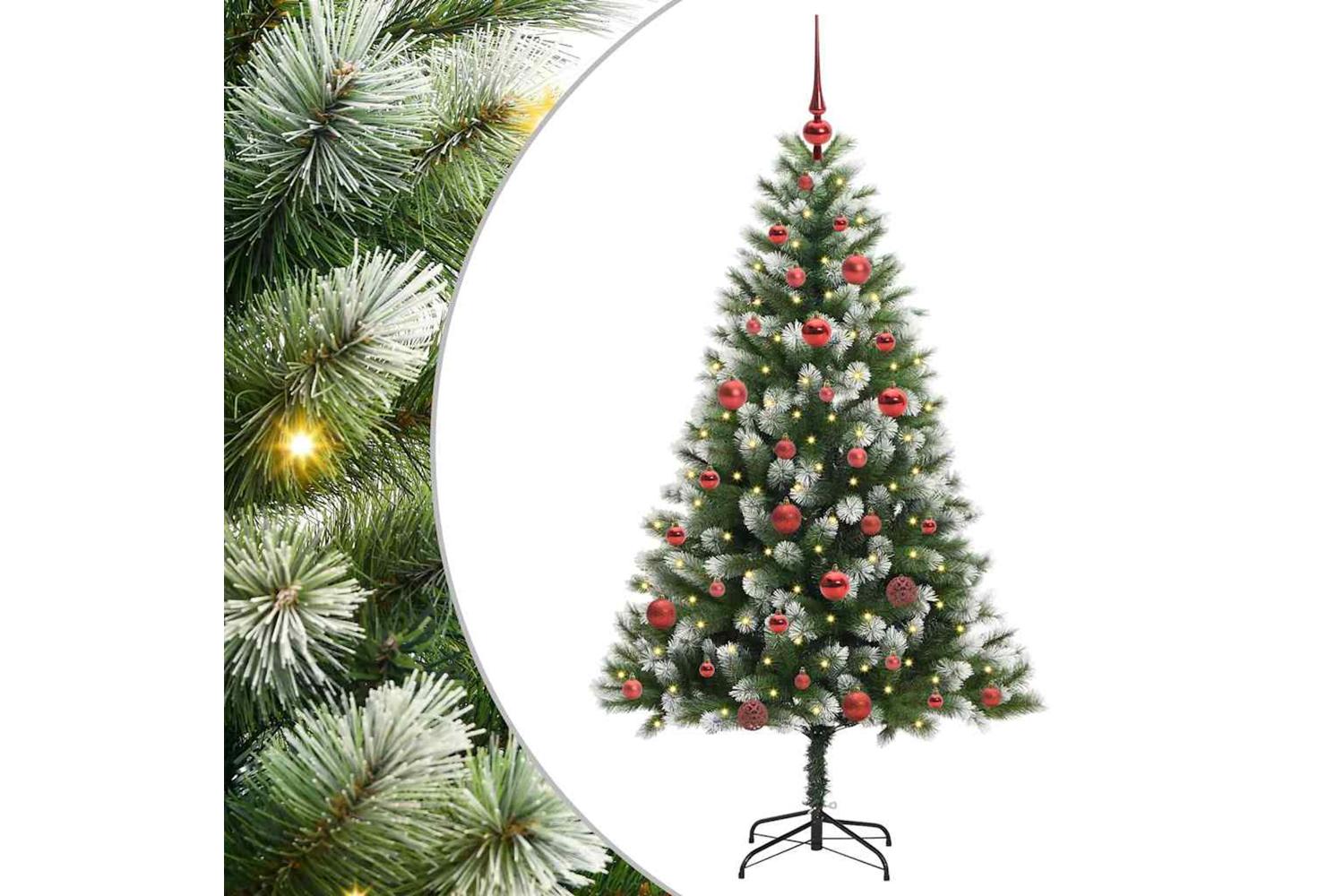 Vidaxl Artificial Hinged Christmas Tree With Flocked Snow 150 Cm-2