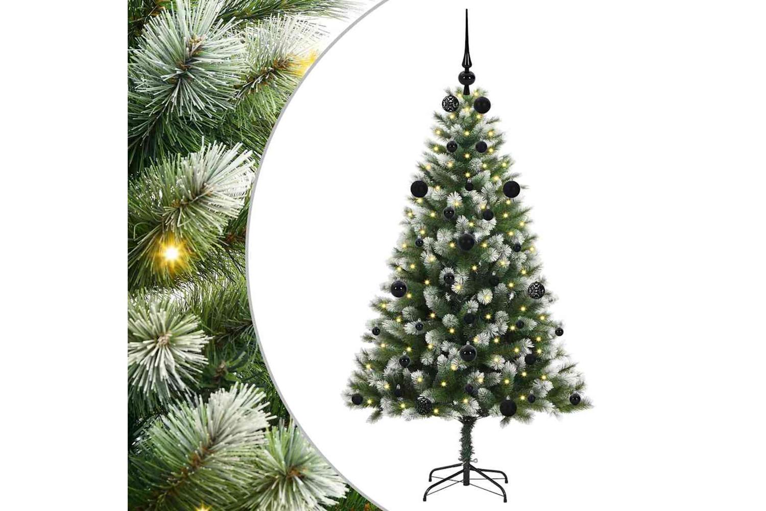 Vidaxl Artificial Hinged Christmas Tree With Flocked Snow 150 Cm-2
