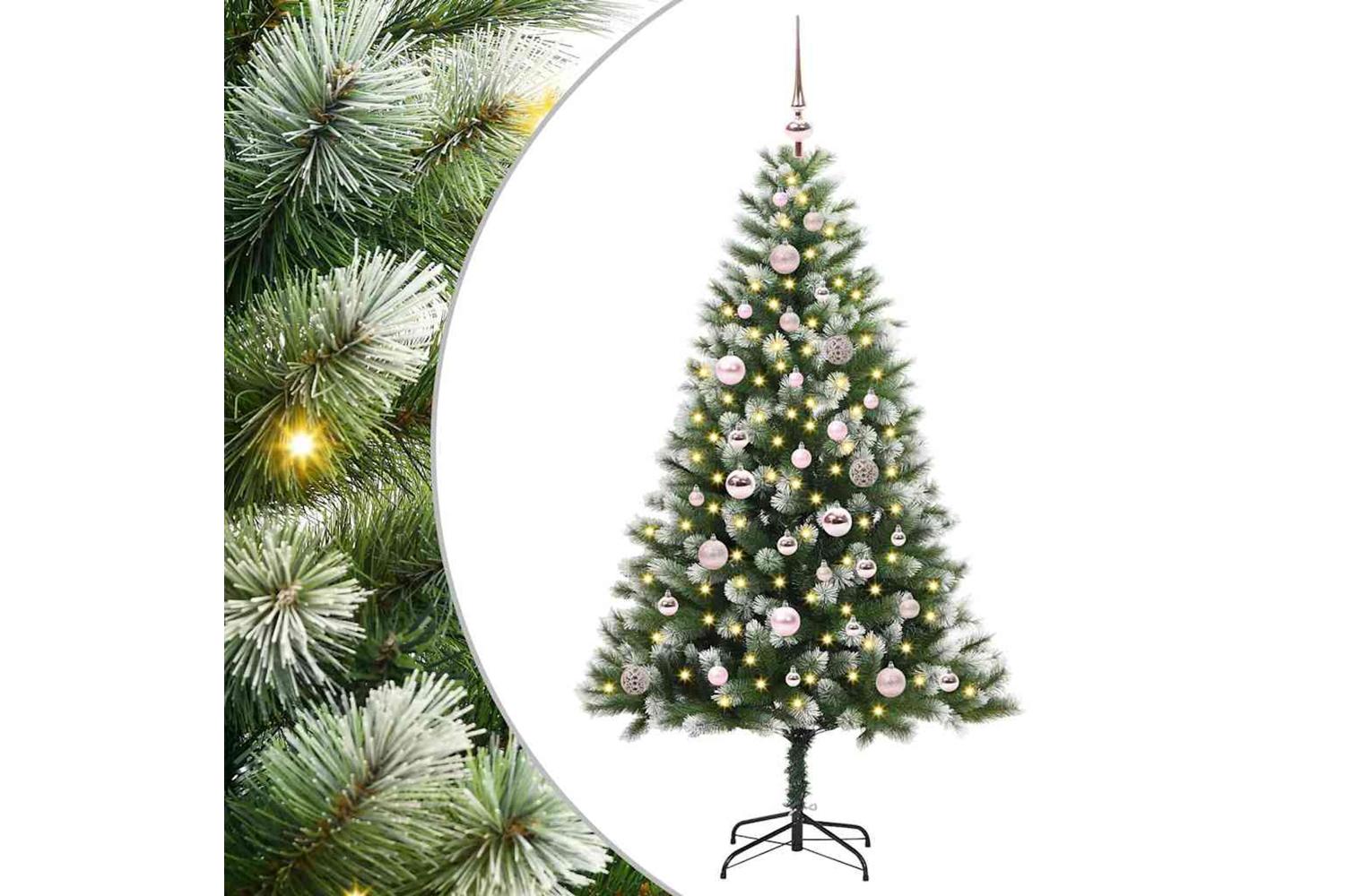 Vidaxl Artificial Hinged Christmas Tree With Flocked Snow 150 Cm