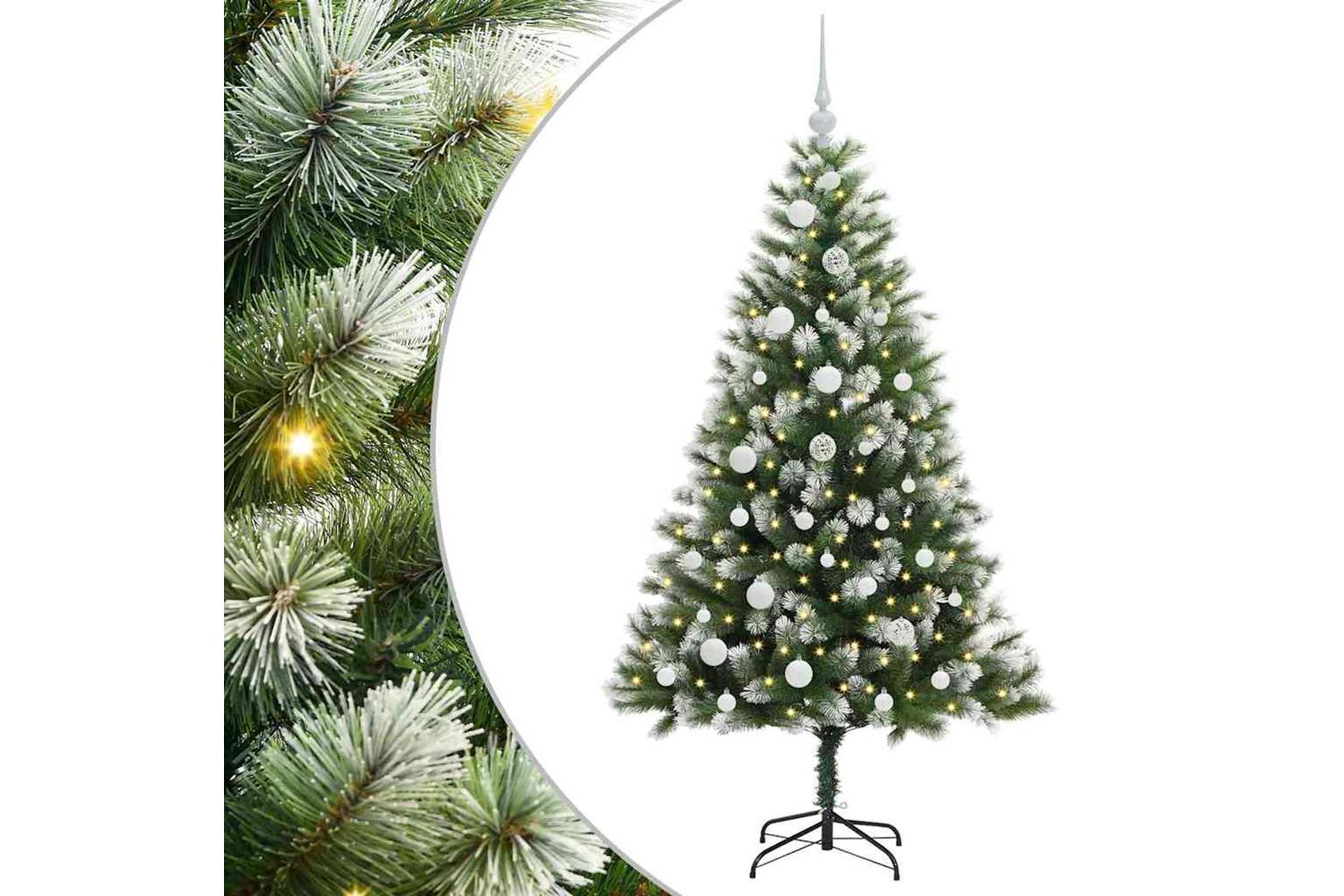 Vidaxl Artificial Hinged Christmas Tree With Flocked Snow 150 Cm-2