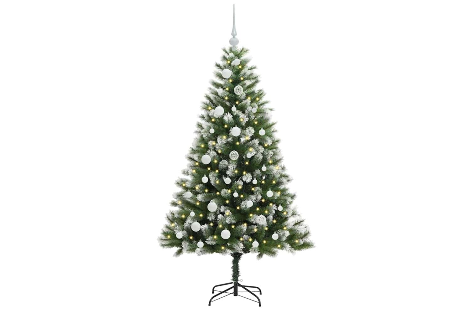 Vidaxl Artificial Hinged Christmas Tree With Flocked Snow 150 Cm-3