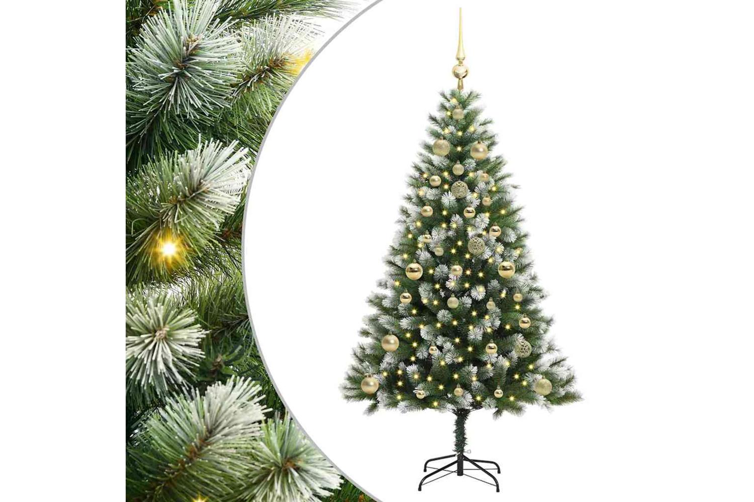 Vidaxl Artificial Hinged Christmas Tree With Flocked Snow 150 Cm-2