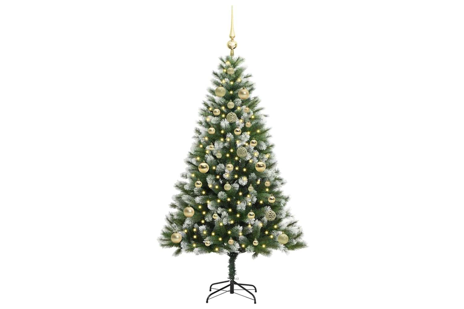 Vidaxl Artificial Hinged Christmas Tree With Flocked Snow 150 Cm-3