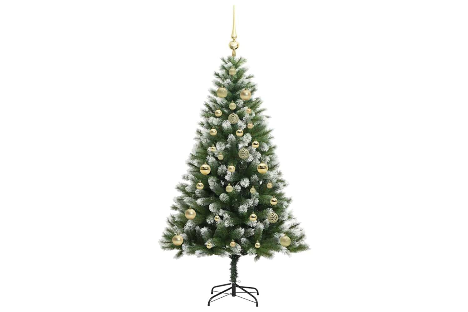 Vidaxl Artificial Hinged Christmas Tree With Flocked Snow 150 Cm-4