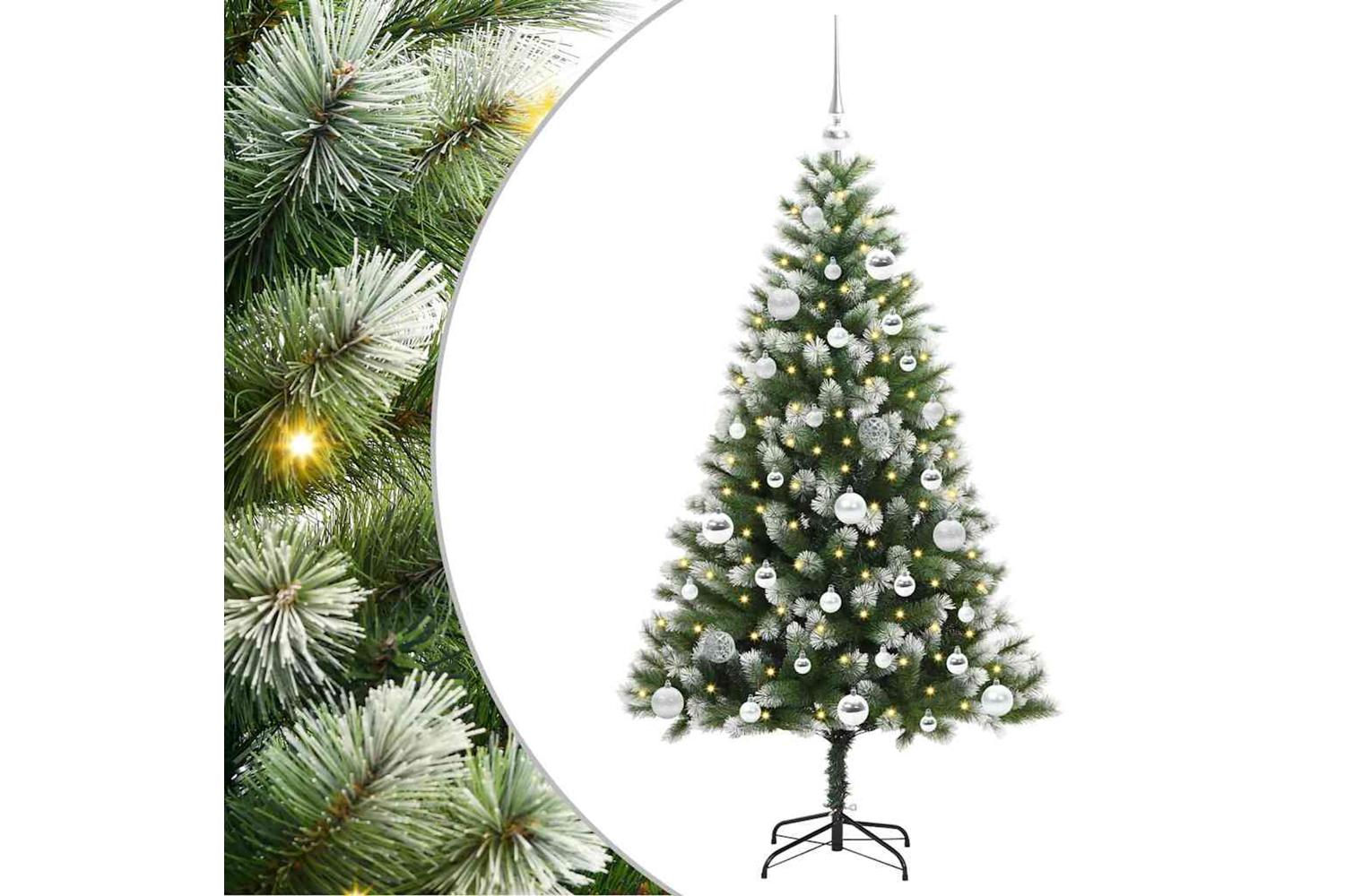 Vidaxl Artificial Hinged Christmas Tree With Flocked Snow 150 Cm-2