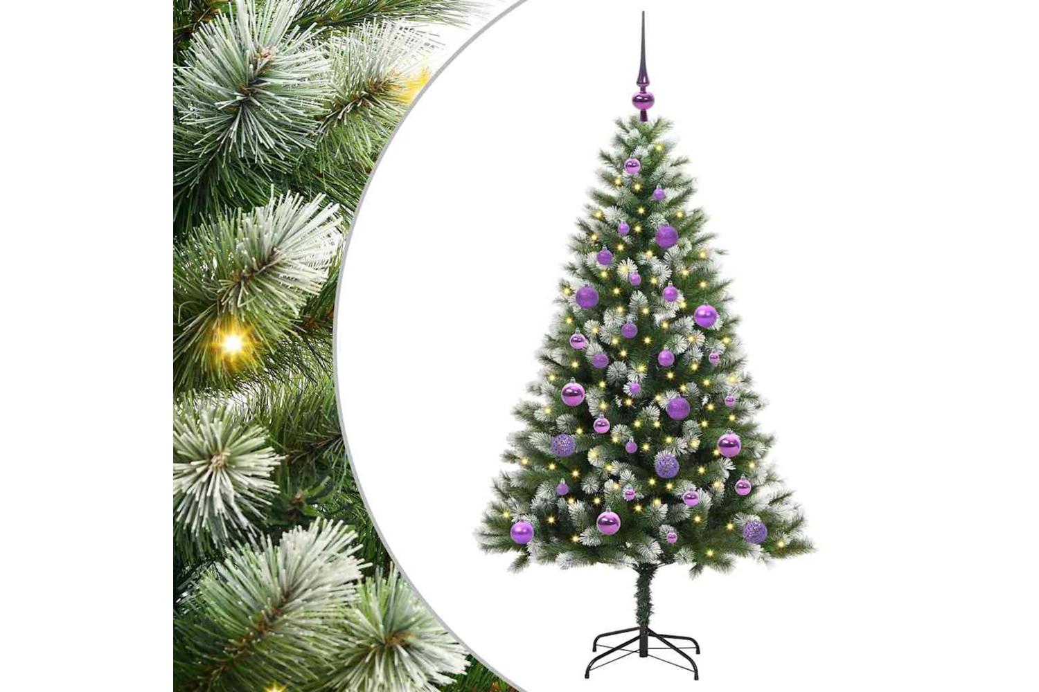 Vidaxl Artificial Hinged Christmas Tree With Flocked Snow 150 Cm-2
