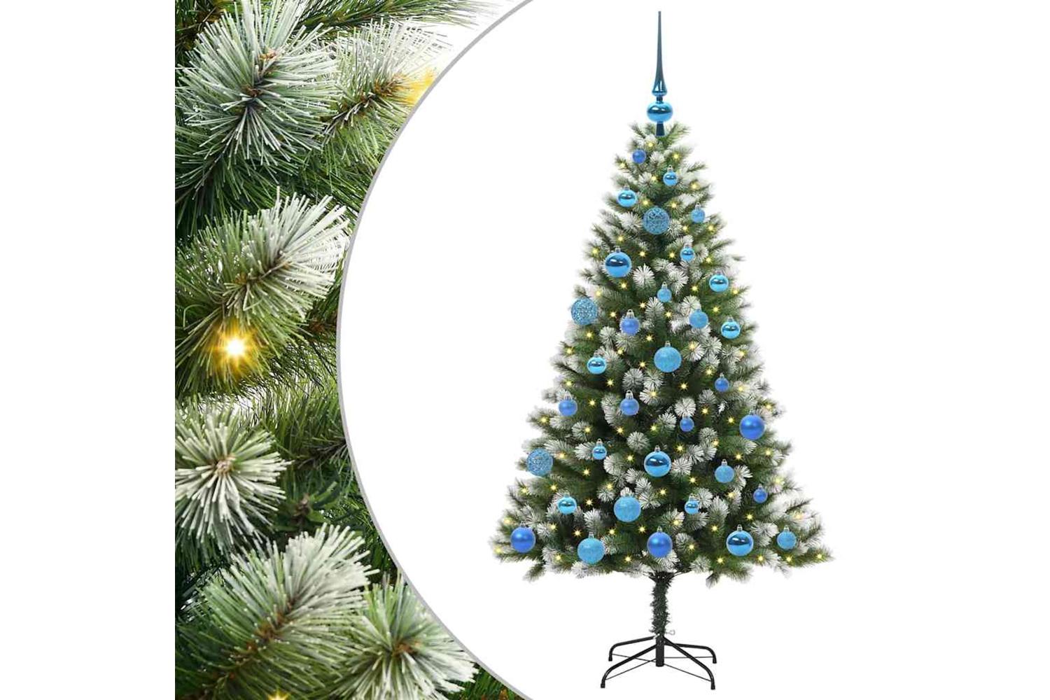 Vidaxl Artificial Hinged Christmas Tree With Flocked Snow 150 Cm-2