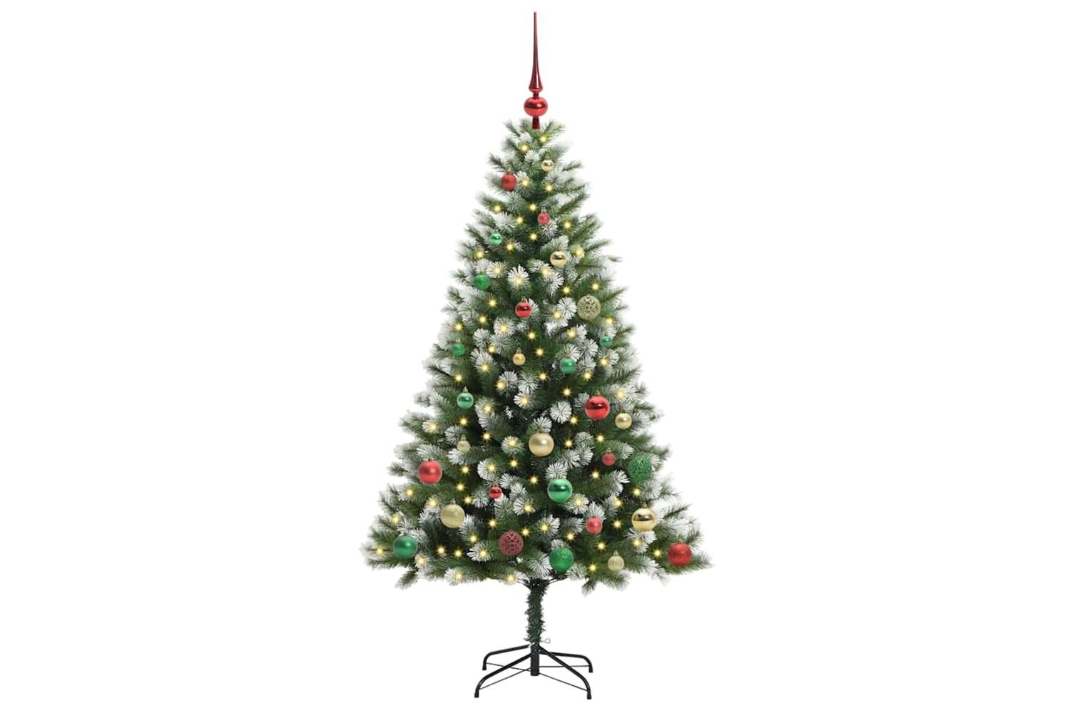 Vidaxl Artificial Hinged Christmas Tree With Flocked Snow 150 Cm-3