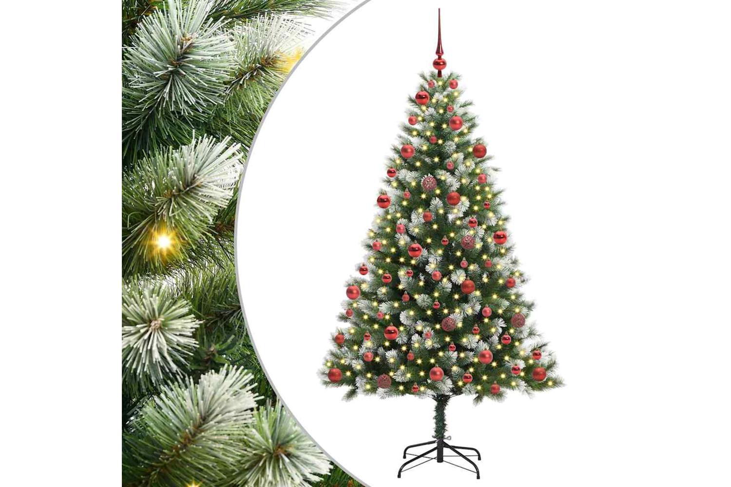 Vidaxl Artificial Hinged Christmas Tree With Flocked Snow 180 Cm