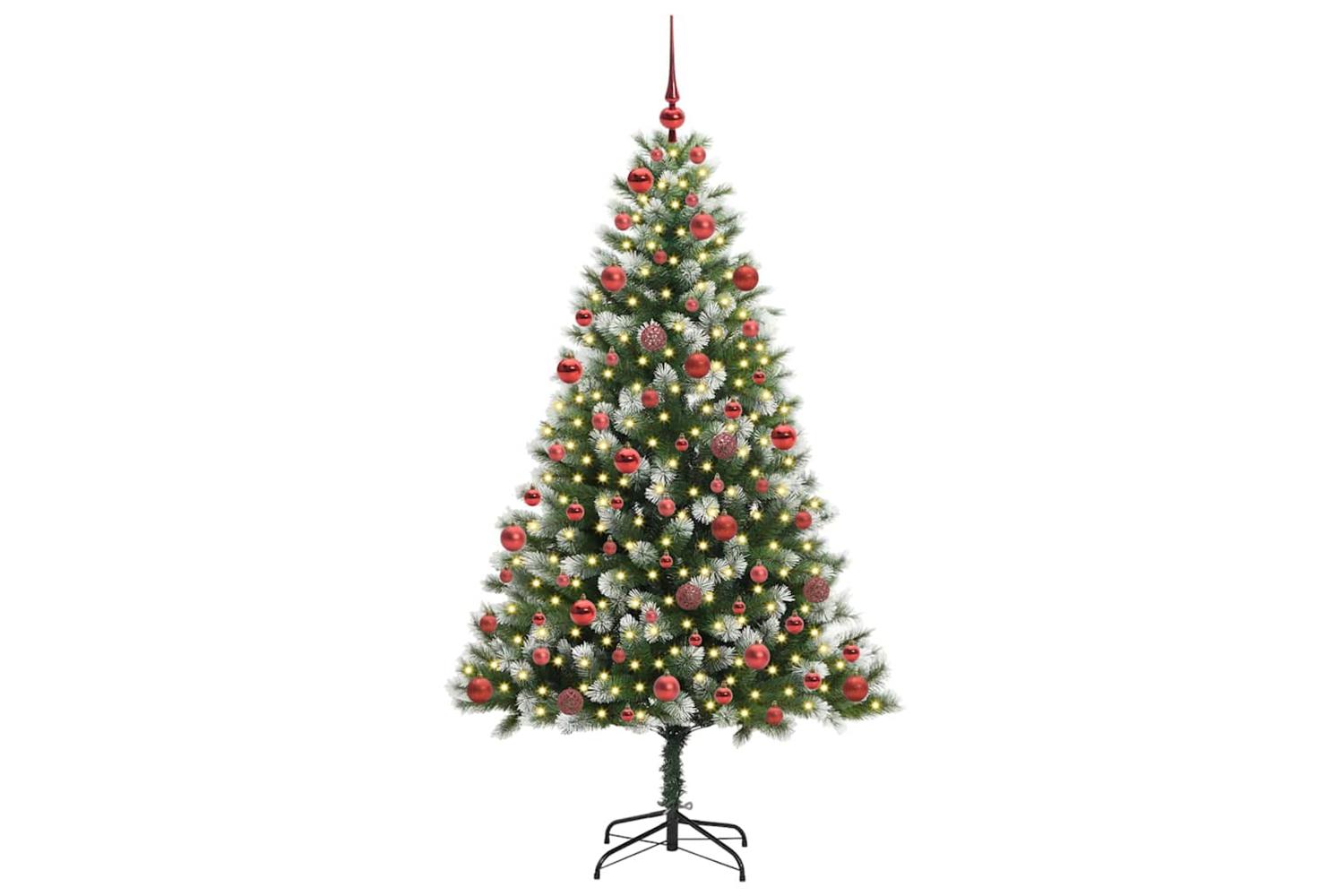 Vidaxl Artificial Hinged Christmas Tree With Flocked Snow 180 Cm-3