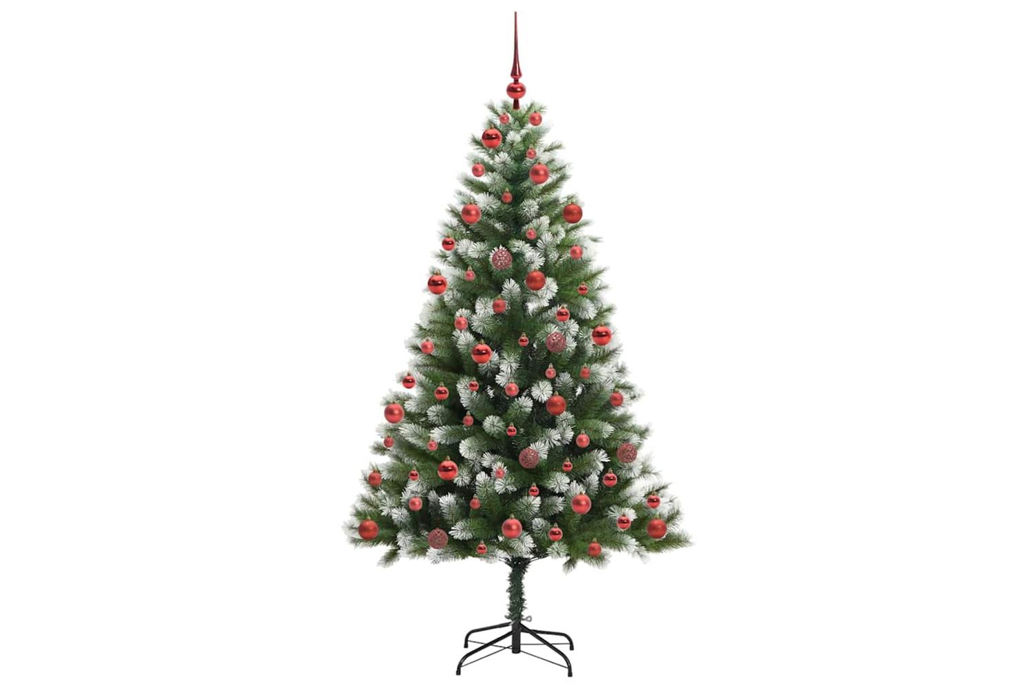 Vidaxl Artificial Hinged Christmas Tree With Flocked Snow 180 Cm-4