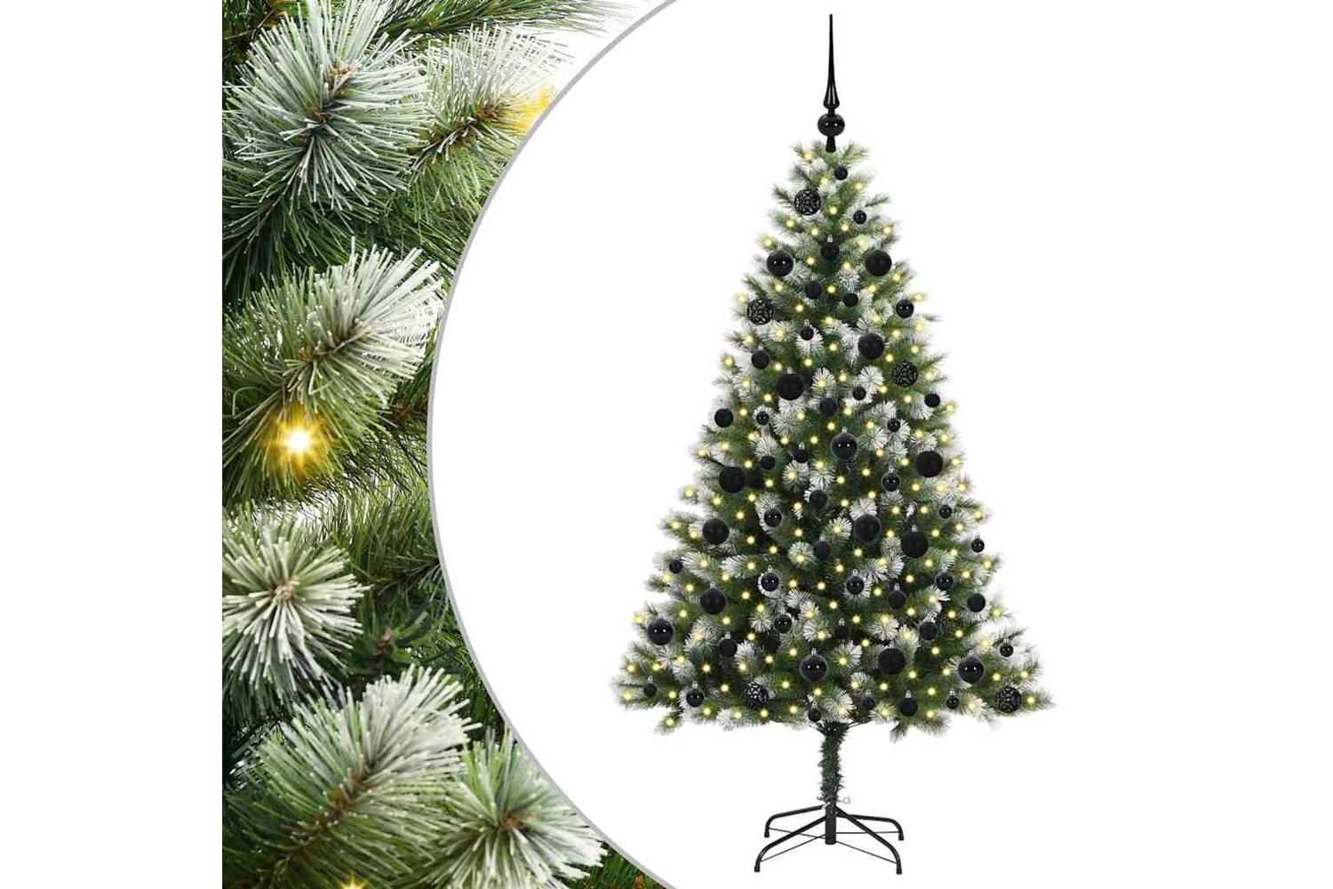 Vidaxl Artificial Hinged Christmas Tree With Flocked Snow 180 Cm-2