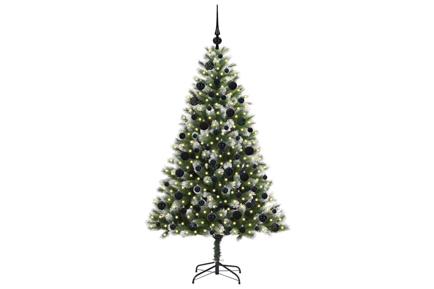 Vidaxl Artificial Hinged Christmas Tree With Flocked Snow 180 Cm-3