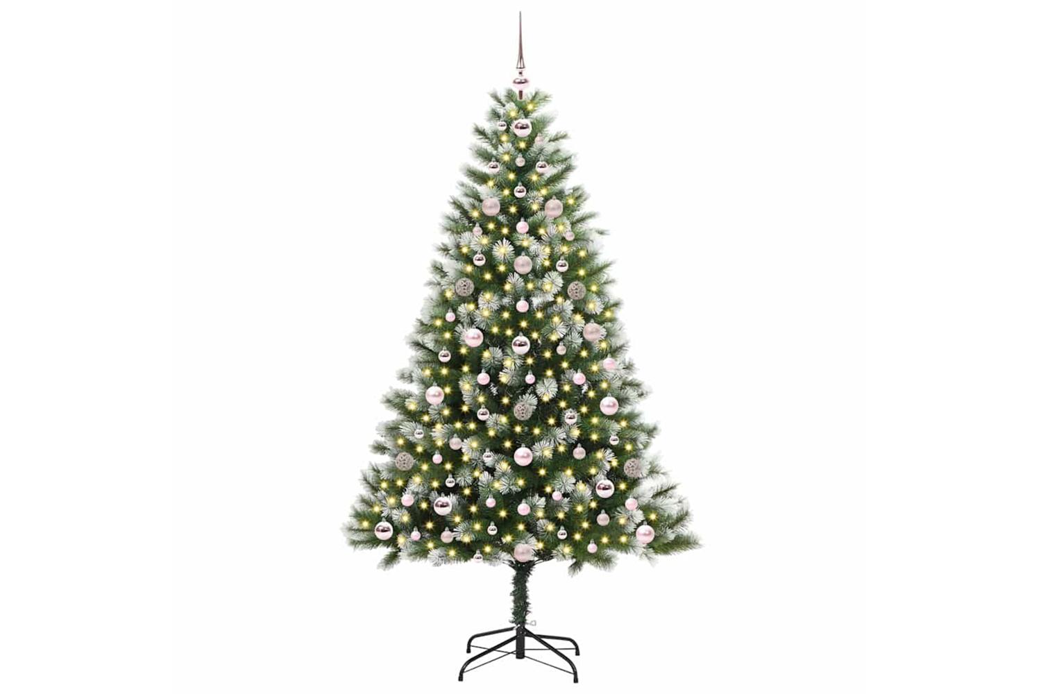 Vidaxl Artificial Hinged Christmas Tree With Flocked Snow 180 Cm-3