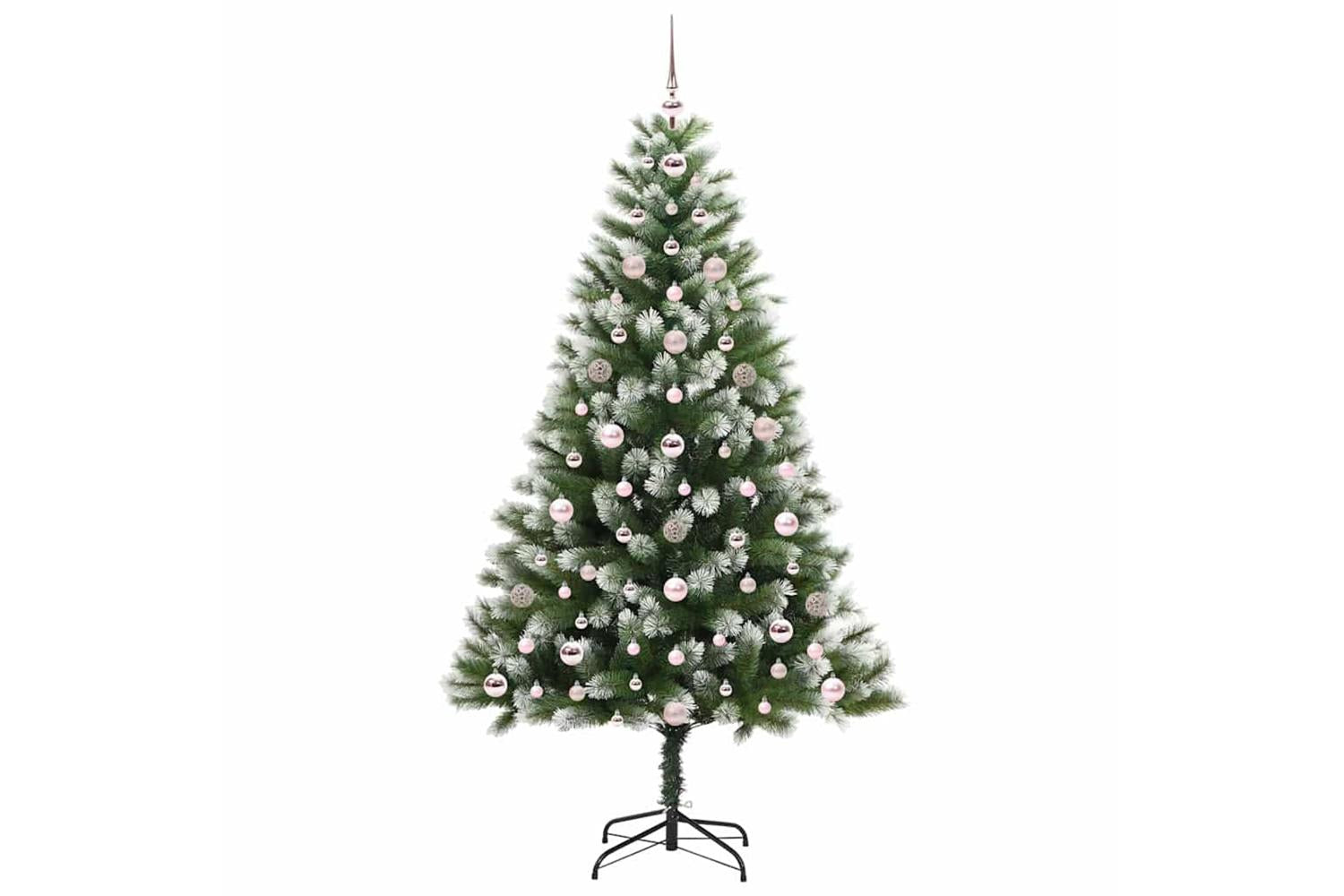 Vidaxl Artificial Hinged Christmas Tree With Flocked Snow 180 Cm-4