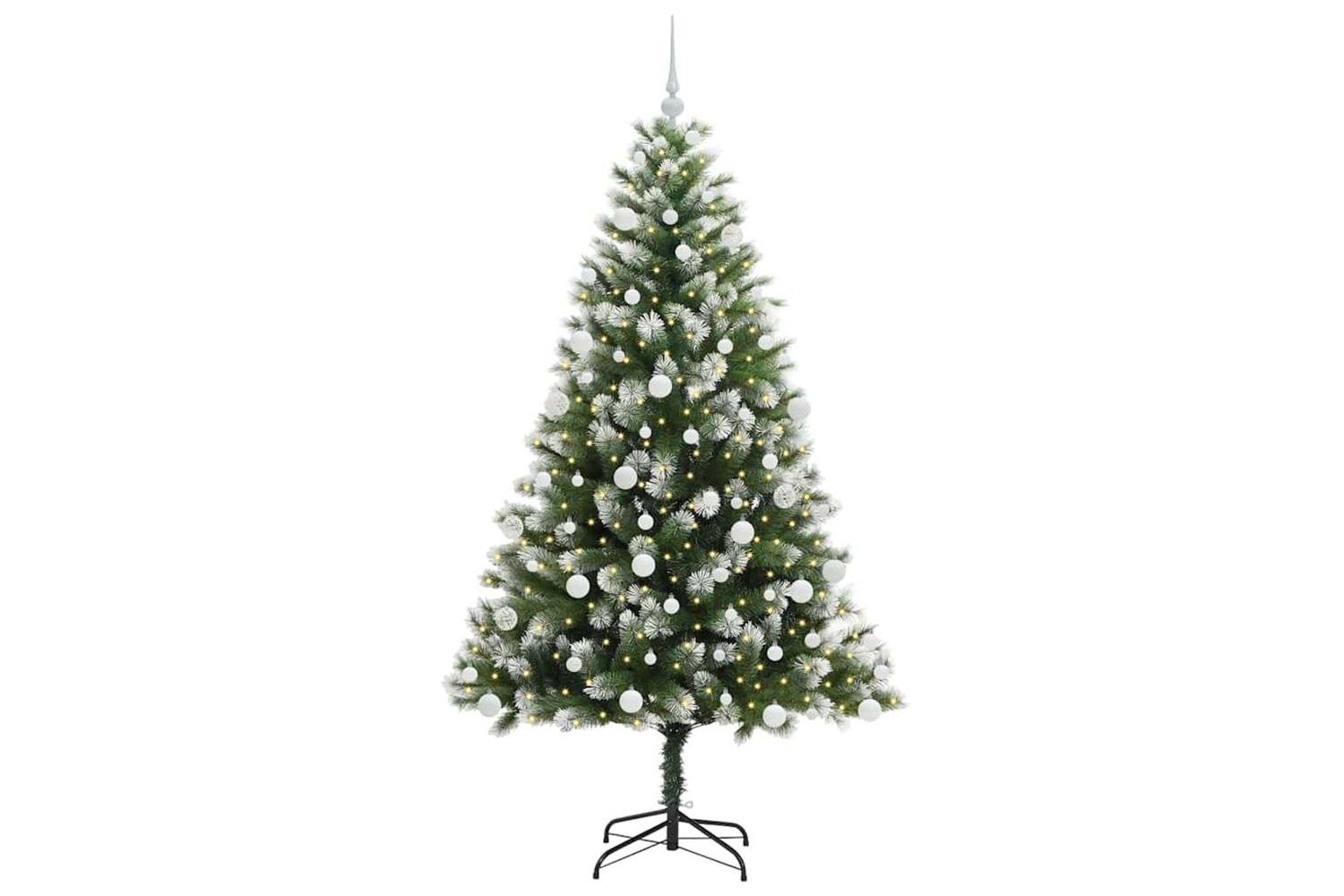 Vidaxl Artificial Hinged Christmas Tree With Flocked Snow 180 Cm-3